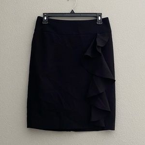 Black Skirt with Side Ruffle
